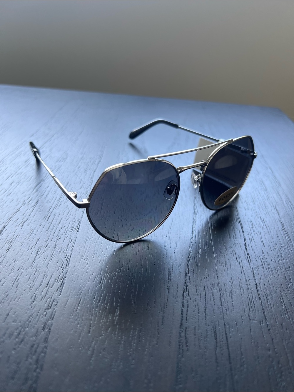 Fossil 56mm Women’s Aviator Sunglasses with Silver Frame